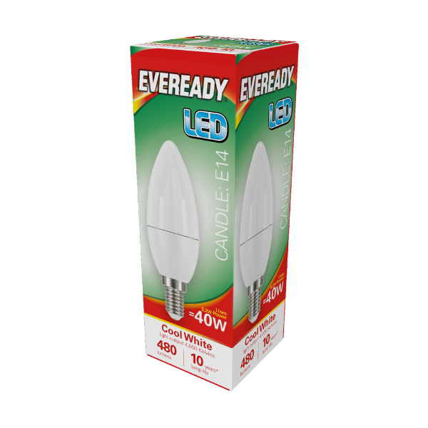 EVEREADY LED Candle 470lm Cool White E14 10,000Hrs