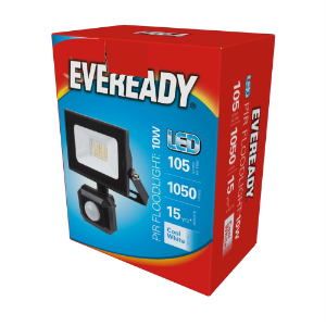 EVEREADY LED 10w PIR Floodlight 800lm 4000K Cool White