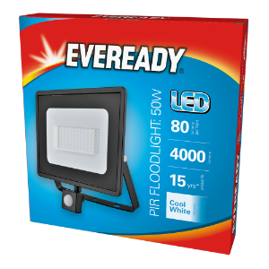 EVEREADY LED 50w PIR Floodlight 4000lm 4000K Cool White