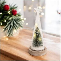 ST. HELENS B/O Light Up Glass Christmas Tree Scene