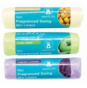 ASHLEY 16pc Fragranced Swing Bin Liners 50L