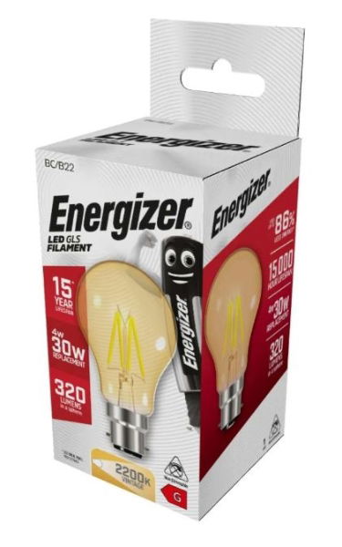 ENERGIZER FILAMENT GOLD LED GLS B22 BOX