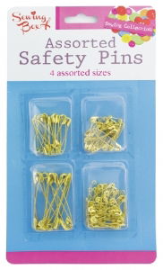 SEWING BOX Assorted Safety Pins Gold