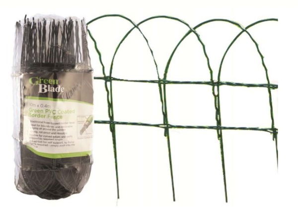 GREEN BLADE 10m x 0.4m Green PVC Coated Border Fence