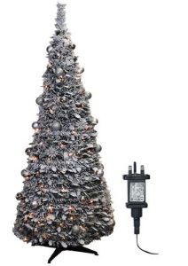 XMAS HAUS Pre-Lit LED Pop Up Silver Decor Xmas Tree 7ft