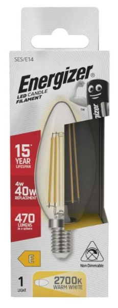 ENERGIZER FILAMENT LED CANDLE 470LM E14 WARM WHITE BOX