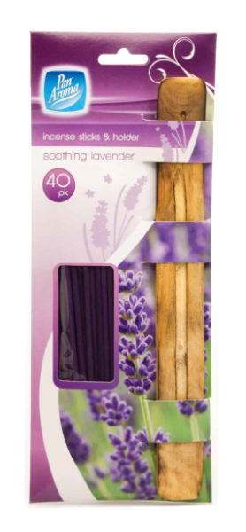 PAN AROMA 40 Pack Incense Sticks & Holder - Soothing Lavende