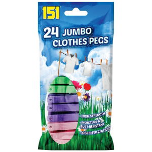 151 24 Pack Plastic Jumbo Clothes Pegs