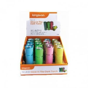 KINGAVON 9 LED Glow in the Dark Torches (CDU 16)