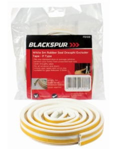 BLACKSPUR White 5m Rubber Seal Draught Exc Tape P Type