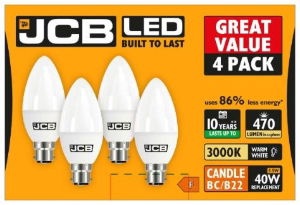 JCB LED Candle BC 470lm 3000K Warm 4 Pack