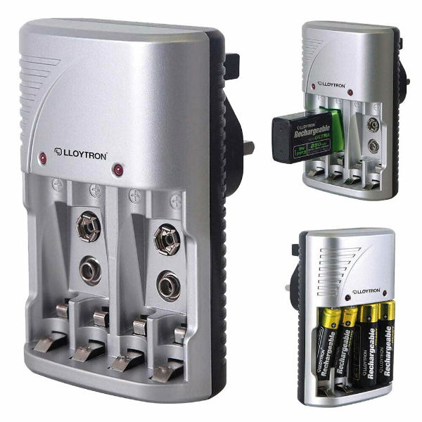 LLOYTRON Compact AA/AAA+9v Battery Charger