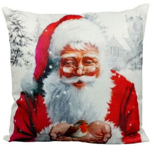 XMAS HAUS Christmas Themed Cushion Santa & Robin