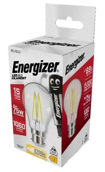 ENERGIZER FILAMENT LED GLS 1060LM B22 WARM WHITE BOX