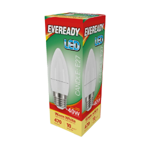 EVEREADY LED Candle 470lm Warm White E27 10,000Hrs