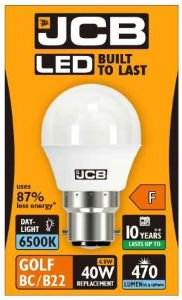 JCB LED GOLF 520lm OPAL B22 6500k BOX