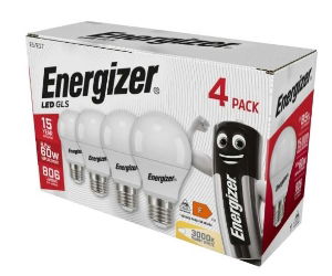 ENERGIZER LED GLS 806LM E27 WARM WHITE BOX 4PK