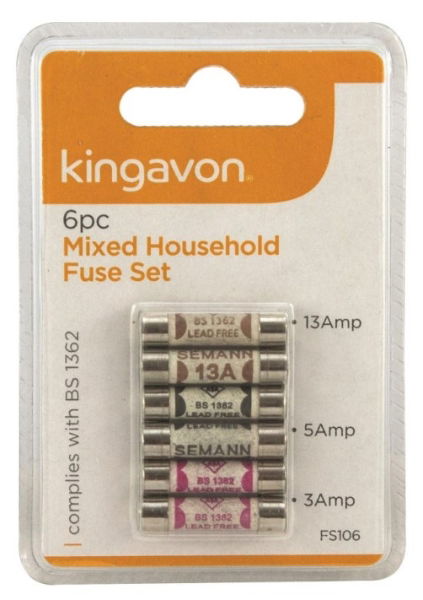 KINGAVON 6pc Mixed Household Fuse Set