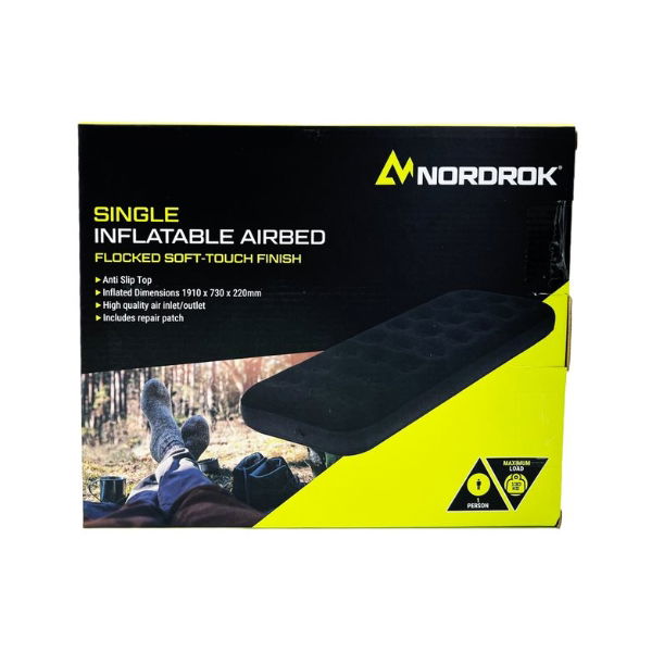 NORDROK Single Flocked Inflatable Airbed