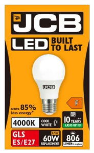 JCB LED A60 820lm OPAL E27 Cool White BOX