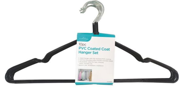 ASHLEY 10pc PVC Coated Coat Hanger Set