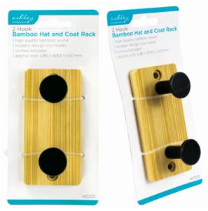 ASHLEY 2 Hook Bamboo Coat Rack