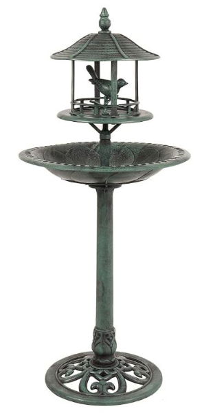 KINGFISHER Bird Bath With Sheltered Feeding Table