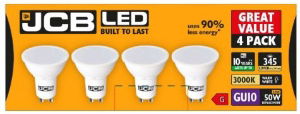 JCB 4 Pack GU10 3000K Warm White 345lm