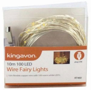 KINGAVON 100 LED Wire Fairy Lights 10m