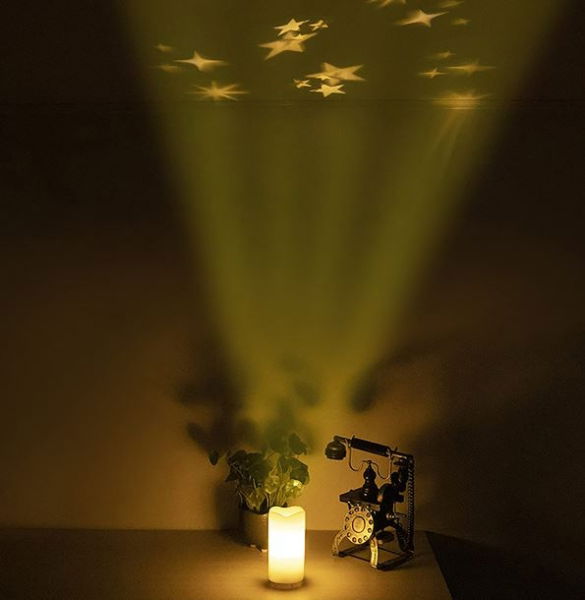 XMAS HAUS LED Candle Projector Pink Stars