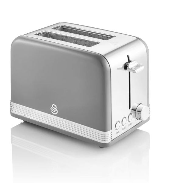 SWAN 2 Slice Retro Grey Toaster