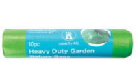 ASHLEY 10pc Heavy Duty Garden Refuse Bags Green 46L