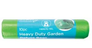 ASHLEY 10pc Heavy Duty Garden Refuse Bags Green 46L