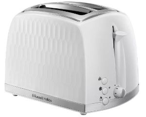 Russell Hobbs 2 Slice White Textured Honeycomb Toaster