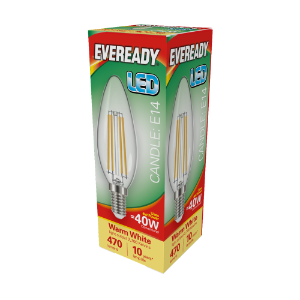 EVEREADY LED 470lm Clear Candle E14 Filament