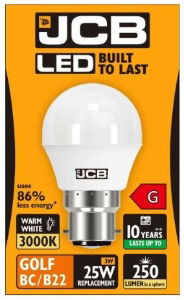 JCB LED GOLF 250lm Warm B22 2700k BOX