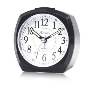 RAVEL Easy Read Metallic Clock Quiet Second Hand Black