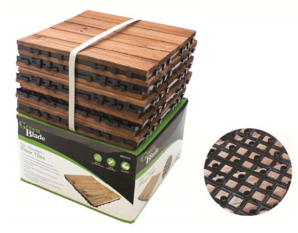 GREEN BLADE 9pc Wooden Floor Tiles