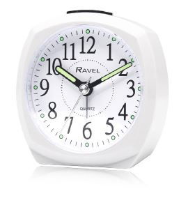 RAVEL Easy Read Metallic Clock Quiet Second Hand White